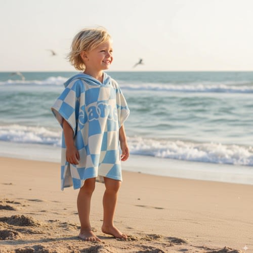 Personalized Kids Hooded Towel Poncho: Soft Microfiber Swim/Beach Robe