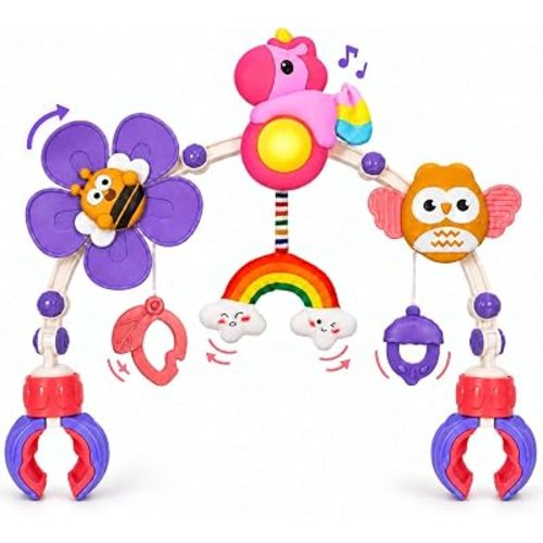 Baby Stroller Arch Toy, Hanging Sensory Toys for Babies 0-6, 6-12, 12-18 Months, Musical Activity Bar with Lights for Infants & Toddlers, for Newborn Boys & Girls