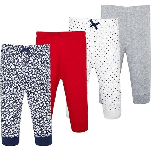 Hudson Baby Basics Unisex Baby Comfy Cotton Pants 4-Pack