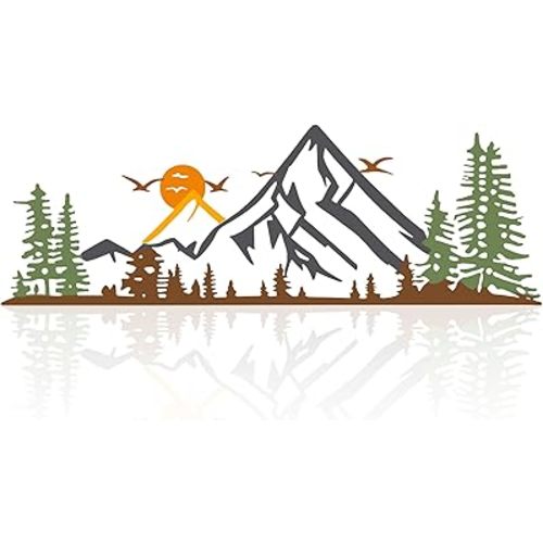 DICYWUDI Colorful Metal 15.7 x 5.3 inch Mountain Wall Decor – Minimalist Wall Art for or Indoor Kitchen Bathroom Bedroom Living Room Dining Room