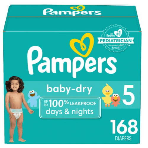 Pampers Baby Dry Diapers Size 5 (27+ lb) 168 Count