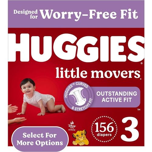 Huggies Size 3 Diapers, Little Movers Baby Diapers, Size 3 (16-28 lbs), 168 Count (6 Packs of 28), Packaging May Vary