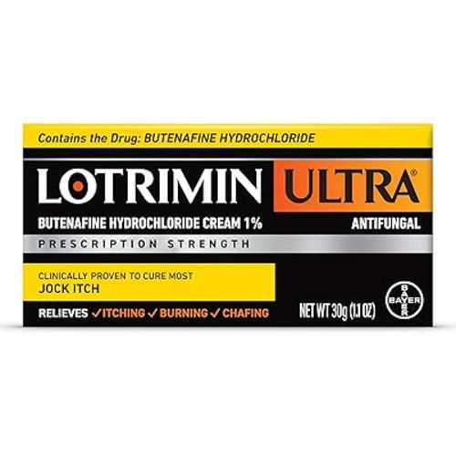 Lotrimin Ultra Antifungal Jock Itch Cream with Butenaﬁne Hydrochloride, Jock Itch Treatment for Men, Women, and Kids Over The Age of 12, 1.1 oz Tube