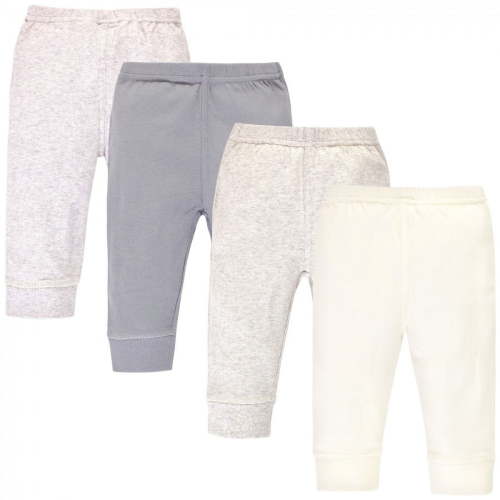 Touched by Nature Baby and Toddler Organic Cotton Pants 4pk, Heather Gray Oatmeal, 3-6 Months