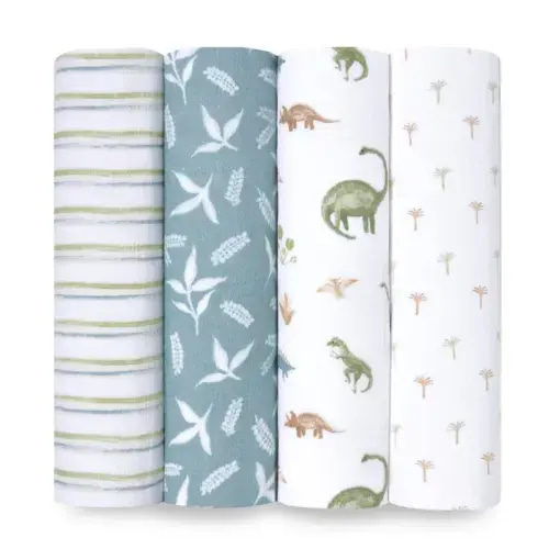 Dino Jungle Cotton Muslin Swaddle 4 Pack | aden + anais