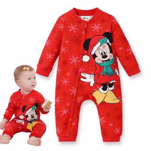 Disney Mickey Mouse Baby Girls Boys Onesies Christmas Jumpsuit Zip Up Outfits Gifts Newborn to Infant