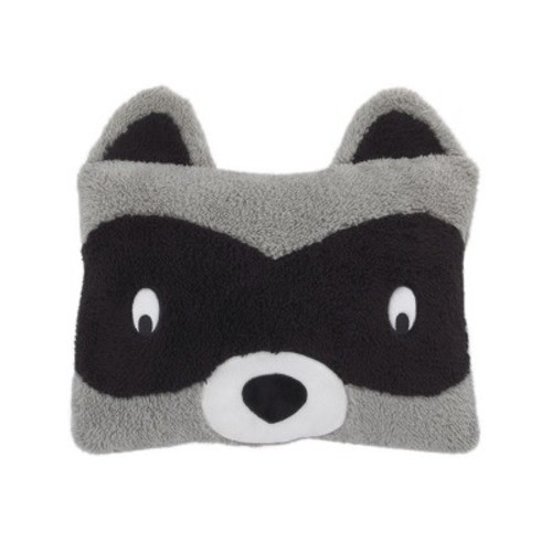 Little Love by NoJo Raccoon Shaped Gray, Black and White Plush Cuddly Plush Decorative Pillow