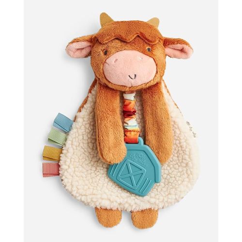 Itzy Ritzy Lovey Including Teether, Teething Relief, 0M+ (Highland Cow)