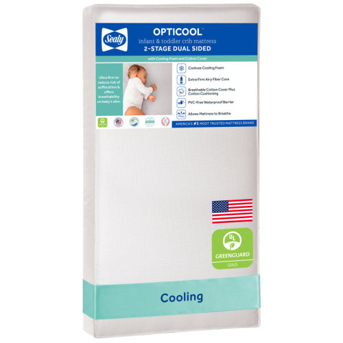 Sealy Baby OptiCool Breathable 2 Stage Crib Mattress & Toddler Mattress, GREENGUARD GOLD Certified, 52" x 28" & Reviews | Wayfair