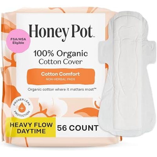 The Honey Pot Company - Cotton Comfort - Heavy Flow Daytime Pads for Women