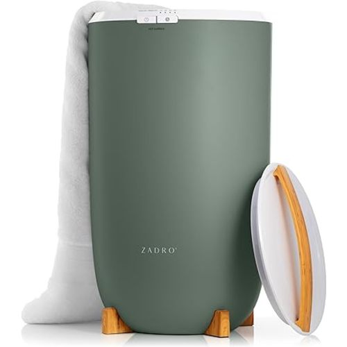 Zadro Large Hot Towel Warmer Bucket Timer Electric Towel Warmer for Bathroom Auto-Shut Off Heated Towel Warmer Spa (Large | 20L | 12" Dia. x 21" Tall, Bamboo/Dark Green)