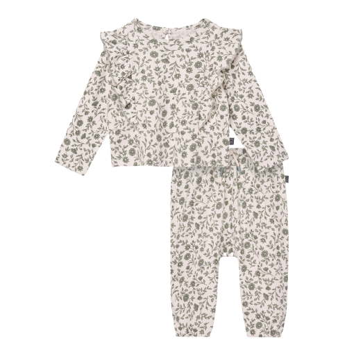 Modern Moments by Gerber Baby Girl Pant Set with Ruffle Detail, 2-Piece, Sizes 0/3 Months - 24 Months