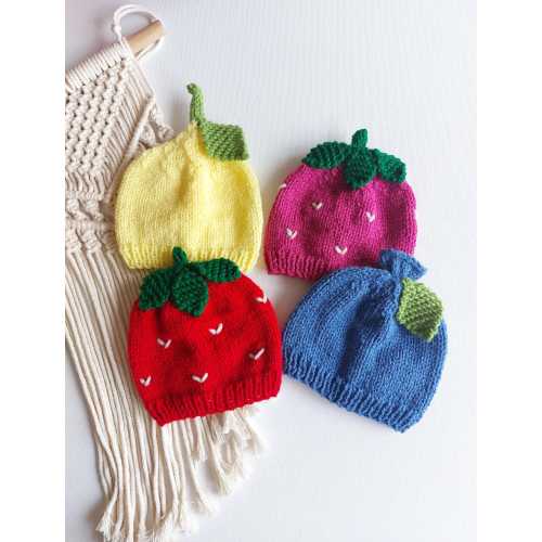 Baby Fruit Beanies-Newborn-12 months sizes-Handmade Strawberry Lemon Baby Hats- Boy Girl Gifts