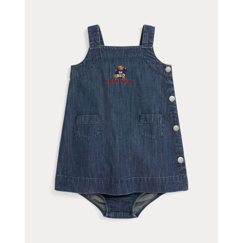 Polo Bear Denim Overall Dress
