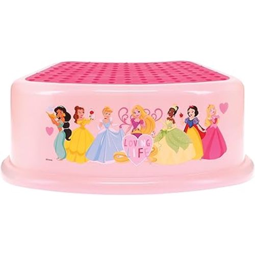 Disney Princess Loving Life Step Stool - Kids Step Stool, Potty Training, Non-Slip, Bathroom, Kitchen, Lightweight