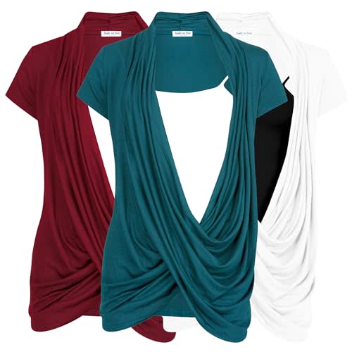 Free to Live 3 Pack Nursing Tops Breastfeeding Shirts Criss Cross Tops for Women Fall Maternity Clothes Short Sleeve Cardigan