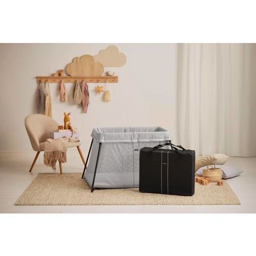 BABYBJORN Travel Crib Light - Silver + Fitted Sheet Bundle Pack