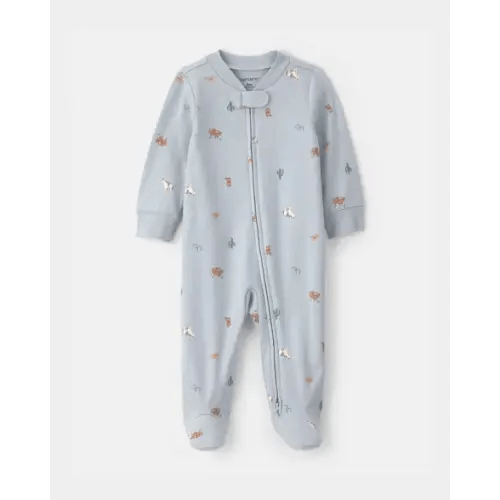 Baby Western 100% Cotton 2-Way Zip Sleep & Play Pajamas - Blue | Carter's