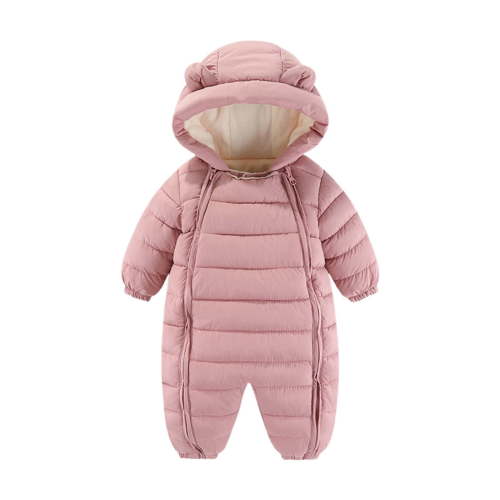 Xijirk Girls Down Coat Winter Warm Hooded Jacket Outerwear For Baby Toddler Snowsuit Jumpsuit(Color:Pink,Size:6-12 Months)