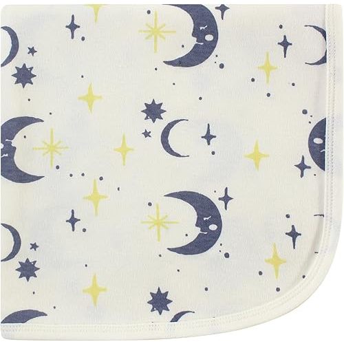 Touched by Nature Unisex Baby Organic Cotton Swaddle, Receiving and Multi-purpose Blanket, Moon, One Size
