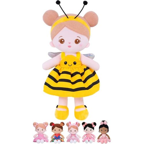 OUOZZZ 12.6" Soft Baby Doll - Toys for 1 Year Old Girl Ideal Birthday Baby Girl Gift, Snuggle Buddy for Infants Yellow Bee Dress