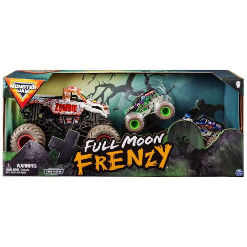 Monster Jam Official Kids Toy Trucks - Full Moon Frenzy Diecast 3-Pack (Zombie, Grave Digger & Son-Uva Digger)