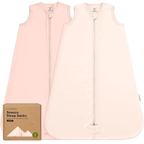 2-Pack Baby Sleep Sacks, Zipper Wearable Blanket - 0.5TOG Organic Cotton,Lightweight,Soft Cozy Toddler Sleeping Sack 6-12 months,Easy to Wear Large Newborn Transition Swaddles Sleepsacks(Mist Rose, M)