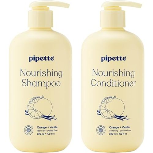Pipette Daily Nourishing Shampoo and Conditioner Duo, Clean, Tear-Free Shampoo For Kids, Detangling Conditioner For Kids, Sulfate-Free, Paraben-Free, Silicone-Free, Hypoallergenic, Non-Toxic