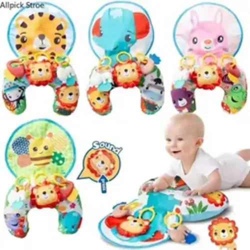 Baby Toddler Play Mat - Tummy Time Exercise Play Mat with Support Pillow, Sensory Rattles, Colorful Animal Activity Gym, Interactive Toys for Playroom Use, Motor Skill Development (Sensory Products for Bags/Charms Accessories) - TikTok Shop