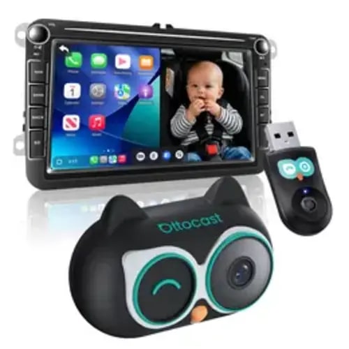 OTTOCAST Baby Car Camera &Wireless CarPlay Adapter,1080P HD Rear Seat Monitor Display on Car Screen,150°Wide Angle No-Glow Night View, Safety for Kids & Infants - TikTok Shop