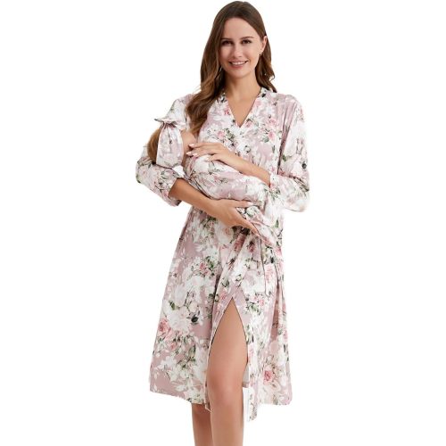 Galabloomer Maternity Robe and Receiving Blanket, Matching Mommy Labor Robe | maternity robe and swaddle set ,mommy and me, maternity robe for hospital, mommy and me hospital outfits