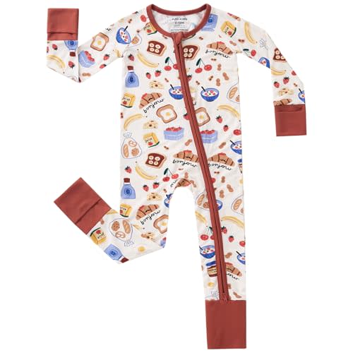 pureborn Baby Sleeper Viscose from Bamboo Zipper Footies Pjs 0-24 Months | Buttery soft, 2 way zipper, OEKO-TEX Certified, breathable, infant boy girl, fold-over mittens & foot cuffs, all-season