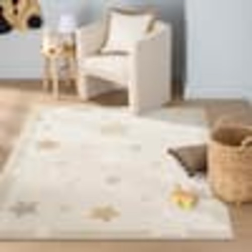 TOWN & COUNTRY PLAY Eternal Super Star Galaxy Beige 5 ft. x 7 ft. Kids Rug 2-004-994