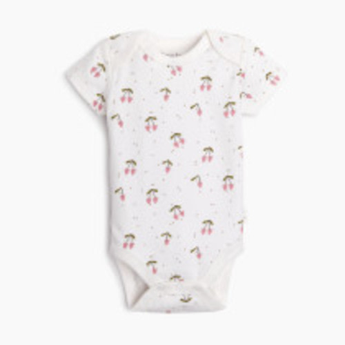 Tiny Kind Printed Short Sleeve Organic Cotton Bodysuit - Cherries, 3-6 M