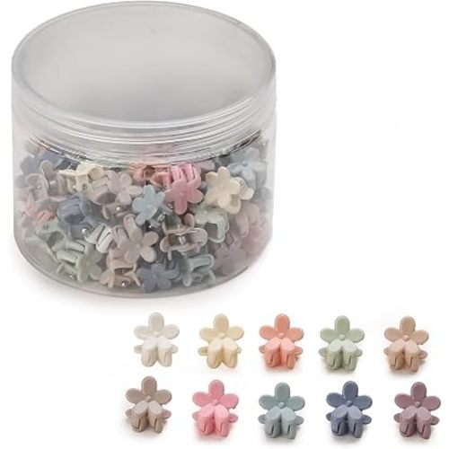 Mini Flower Hair Clips 100Pcs, Small Hair Clips Mini Claw Clips Cute Tiny Jaw Clips Hair Pins Barrettes Colorful Hair Accessories for Women Baby Girls Kids Teens