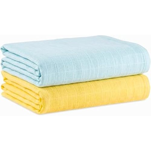 Muslin Swaddle Blankets for Newborns, 2 Pack Multipurpose 100% Organic Cotton, Ultra Soft Breathable Receiving Blanket 47 x 47 inches, Swaddle Wrap for Baby Boys & Girls
