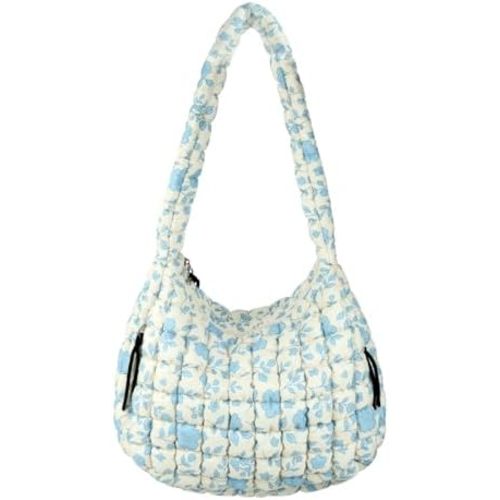 Quilted Puffer Tote Bag Purse Puffy Crossbody Shoulder Bag,Lightweight Nylon Hobo Bag Puffer Carryall Bag for Women Girl