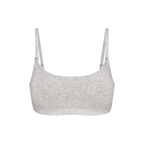 COTTON JERSEY MATERNITY NURSING SCOOP BRALETTE | LIGHT HEATHER GREY | SKIMS