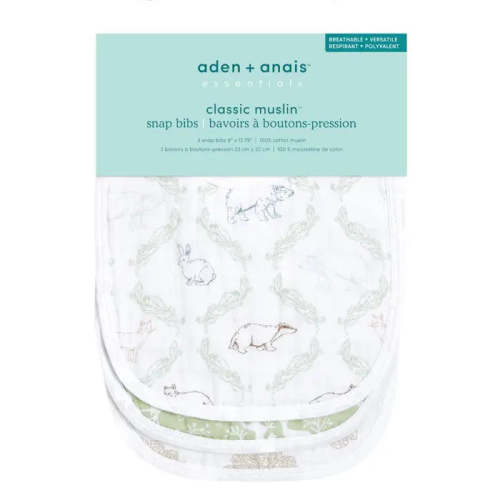 Essentials Cotton Muslin Snap Bibs 3 Pack | aden + anais