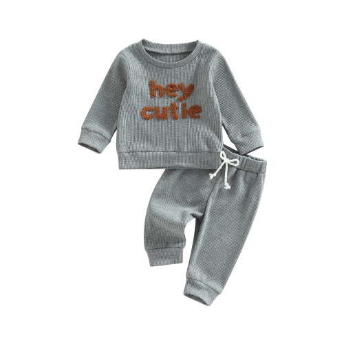 Lieserram Toddler Baby Boy Girl Clothes Outfits Ribbed 3 6 12 18 24 Months 2T 3T Long Sleeve Pullover Sweatshirts Tops Pants