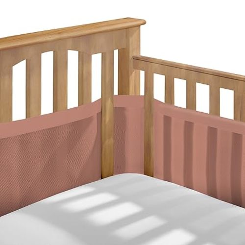 BreathableBaby Breathable Mesh Liner for Full-Size Cribs, Deluxe 4mm Mesh, Red Clay (Size 4FS Covers 3 or 4 Sides)