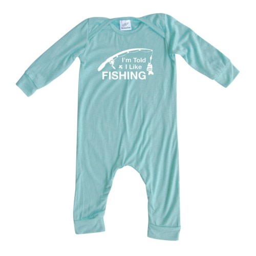 I'm Told I Like Fishing Long Sleeve Silky Baby Romper for Boys and Girls- Gender Neutral,Baby Shower, newborn gift, first outfit, sports