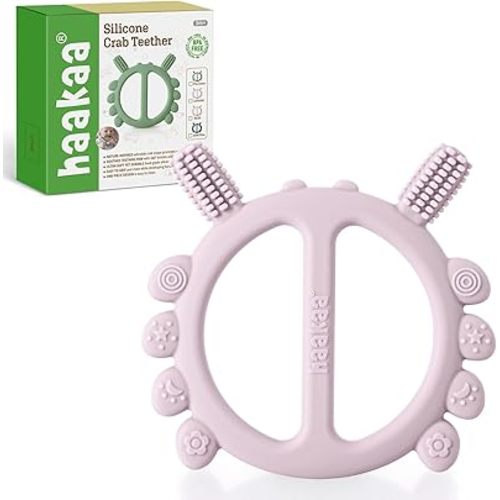 Haakaa Silicone Crab Baby Teether,Baby Toys,360°Baby Toothbrush Head for Infant Self-Brushing Training,Food-Grade Silicone,Lavender