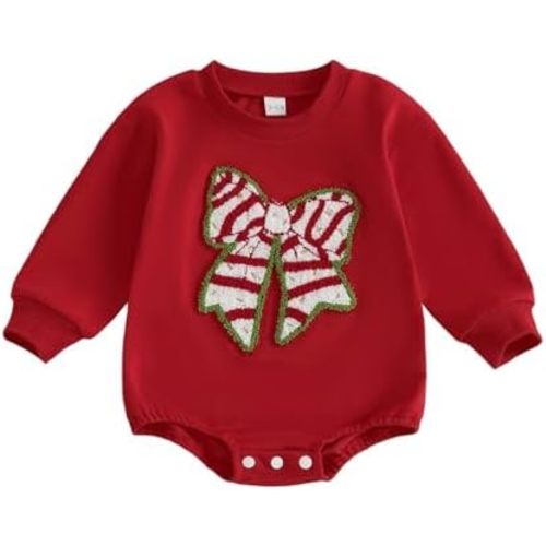 Baby Girl Valentines Outfit Heart Bow Onesie Bubble Romper Newborn Bodysuit Infant Sweatshirt Spring Fall Clothes