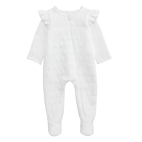 Mud Pie baby-girls Mud Pie Baby White Quilted Bow Sleeper