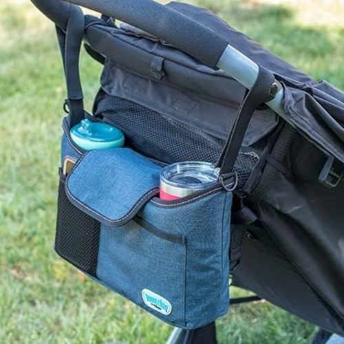 Toddleroo by North States - Baby Stroller Organizer: Universal Stroller Caddy with Cup Holder - Adjustable Storage Attachment for Strollers - Navy