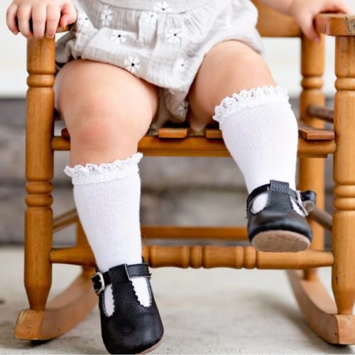 White Lace Top Knee High Socks