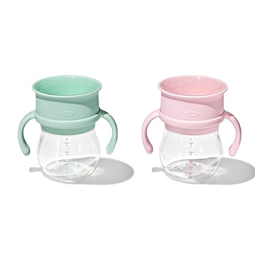 OXO Tot Transitions 360 Cup 6 oz. with Handles - Opal and Blossom - 2 pack