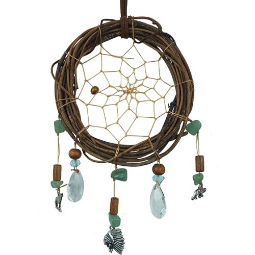 Twilight-Inspired Natural Rattan Dream Catcher with Alloy Chief Wolf Bear Pendants Ideal Gift for Girls Children Twilight Gifts Remorelt