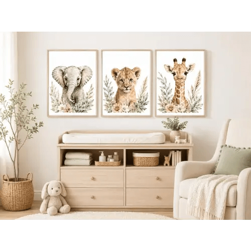 Safari Animals Wall Prints (Set of 3)
12x16
Elephant Lion Giraffe